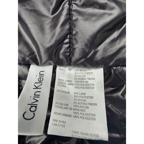 Calvin Klein Men's L Classic Wool Overcoat Brown Zip-bib Winter Jacket - Picture 4 of 8